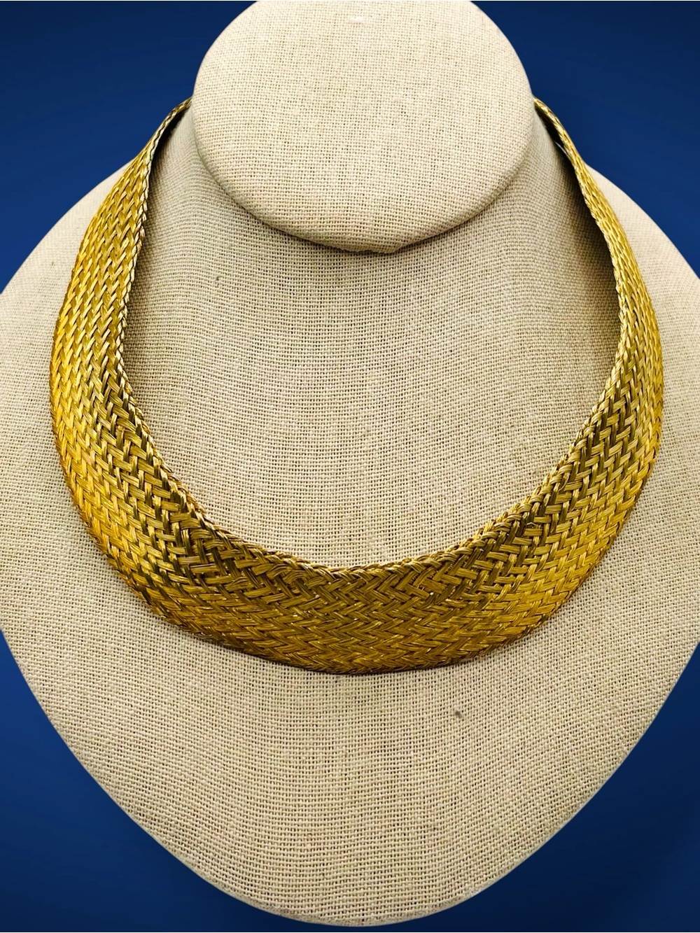 Vintage Gold Mesh Collar Necklace Flexible Cleopatra Statement Choker